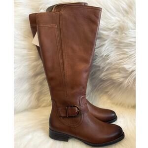 Naturalizer New Brown Leather Riding Boots Knee Length Wide Calf Size 5